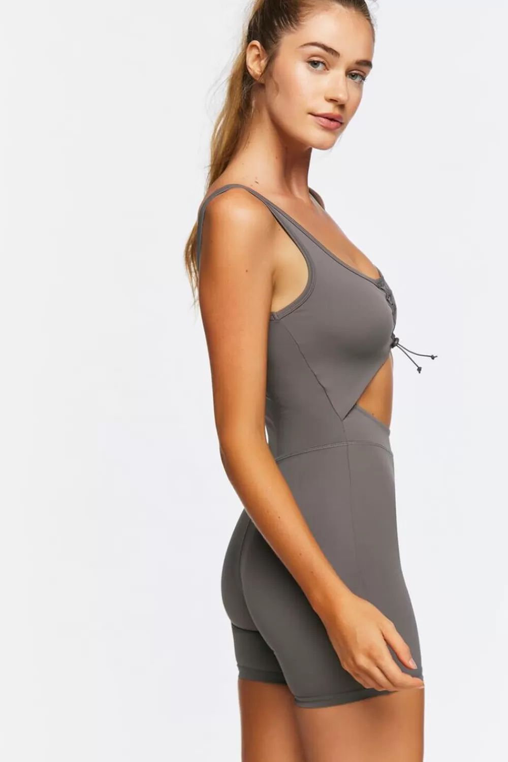 Activewear>Forever 21 Active Seamless Cutout Romper Charcoal