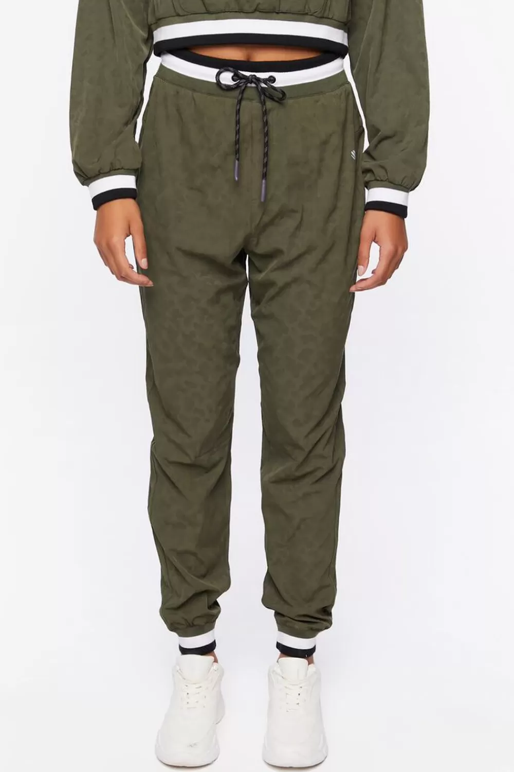 Activewear>Forever 21 Active Varsity-Striped Drawstring Joggers Cypress