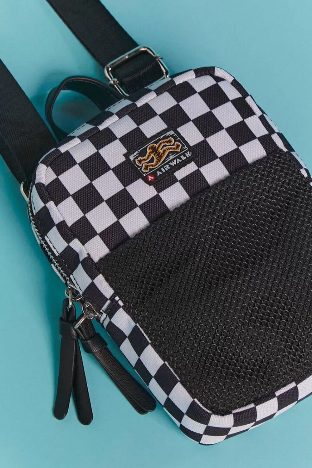Bags + Backpacks>Forever 21 Airwalk Checkered Mini Messenger Bag Black/Multi