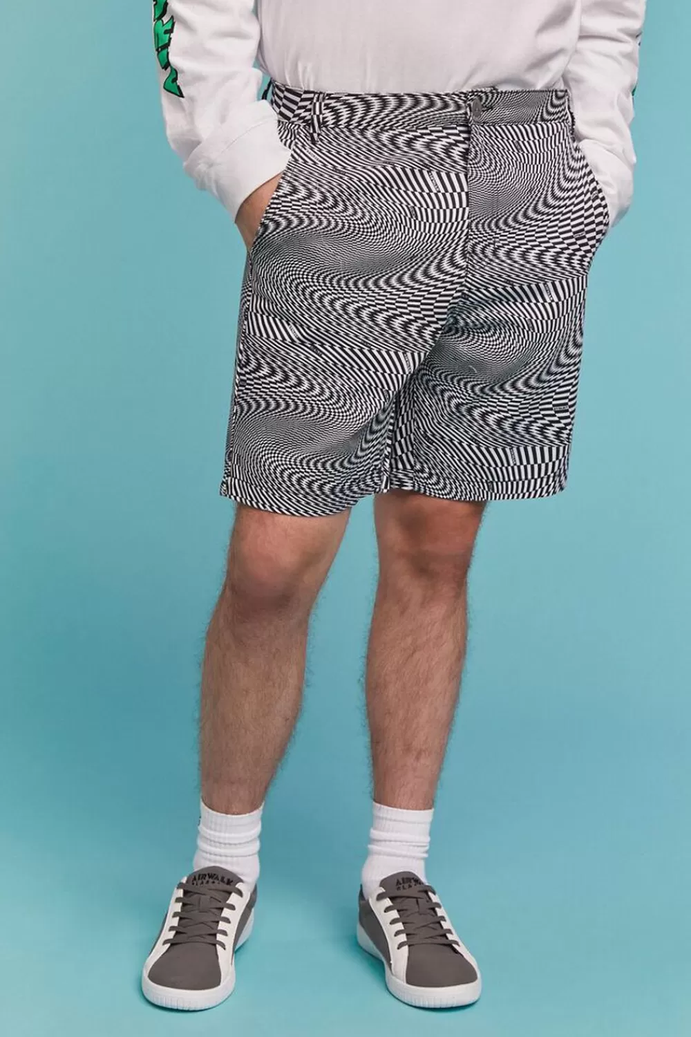 Bottoms>Forever 21 Airwalk Checkered Shorts Black/White