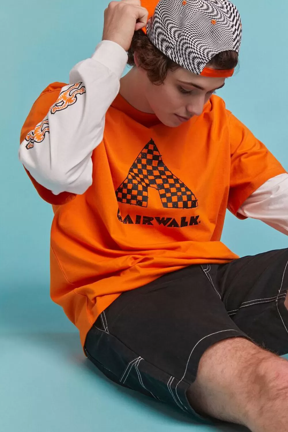 Graphic Tees>Forever 21 Airwalk Graphic Combo Tee Orange/Multi