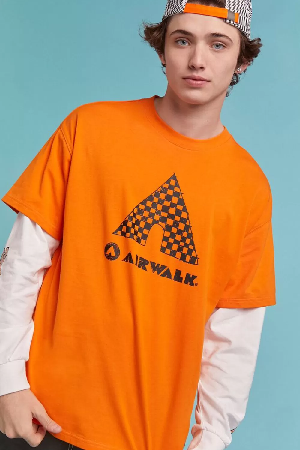 Graphic Tees>Forever 21 Airwalk Graphic Combo Tee Orange/Multi