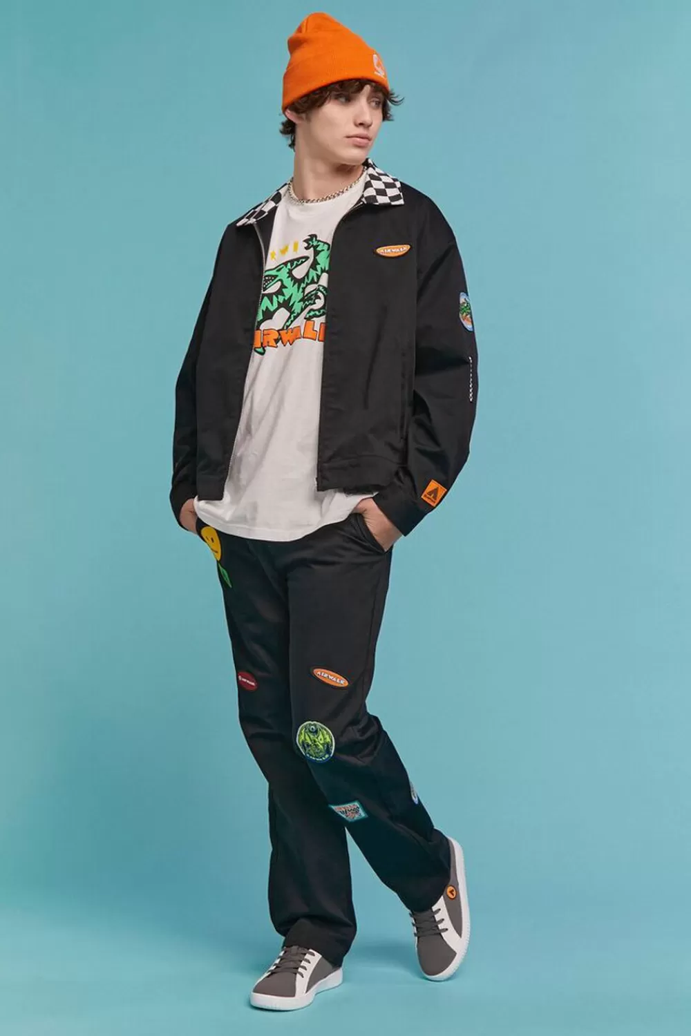 Bottoms>Forever 21 Airwalk Patch Chino Pants Black/Multi