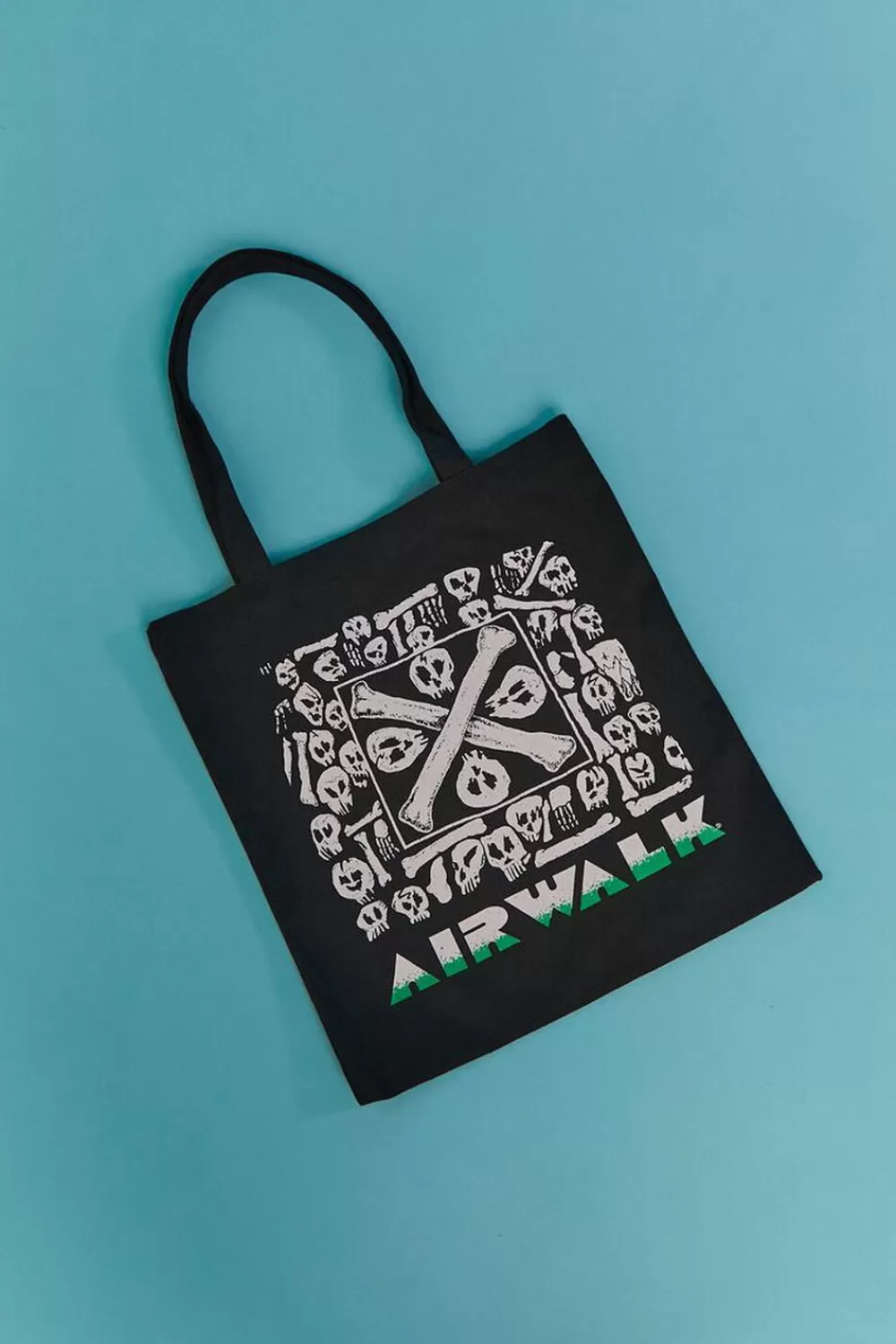 Bags + Backpacks>Forever 21 Airwalk Skull Graphic Tote Bag Black/Multi