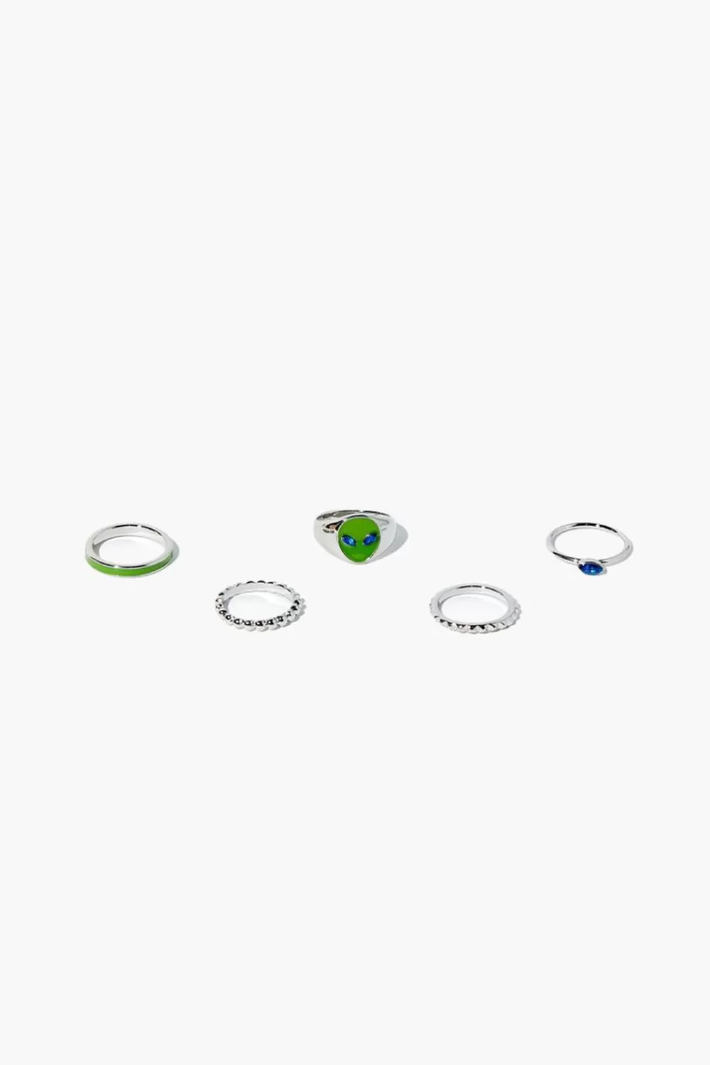 Rings>Forever 21 Alien Ring Set Green/Silver
