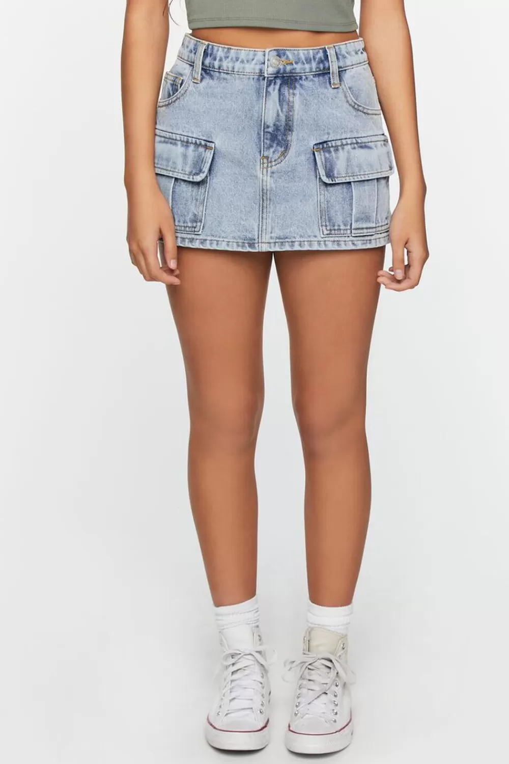 Bottoms>Forever 21 A-Line Denim Mini Skirt Medium Denim