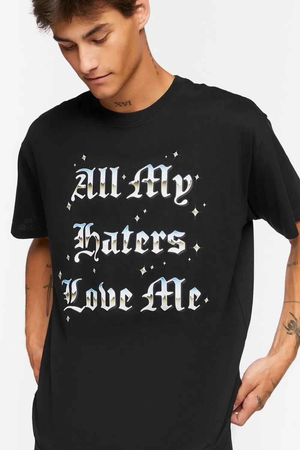 Graphic Tees>Forever 21 All My Haters Love Me Graphic Tee Black/Multi