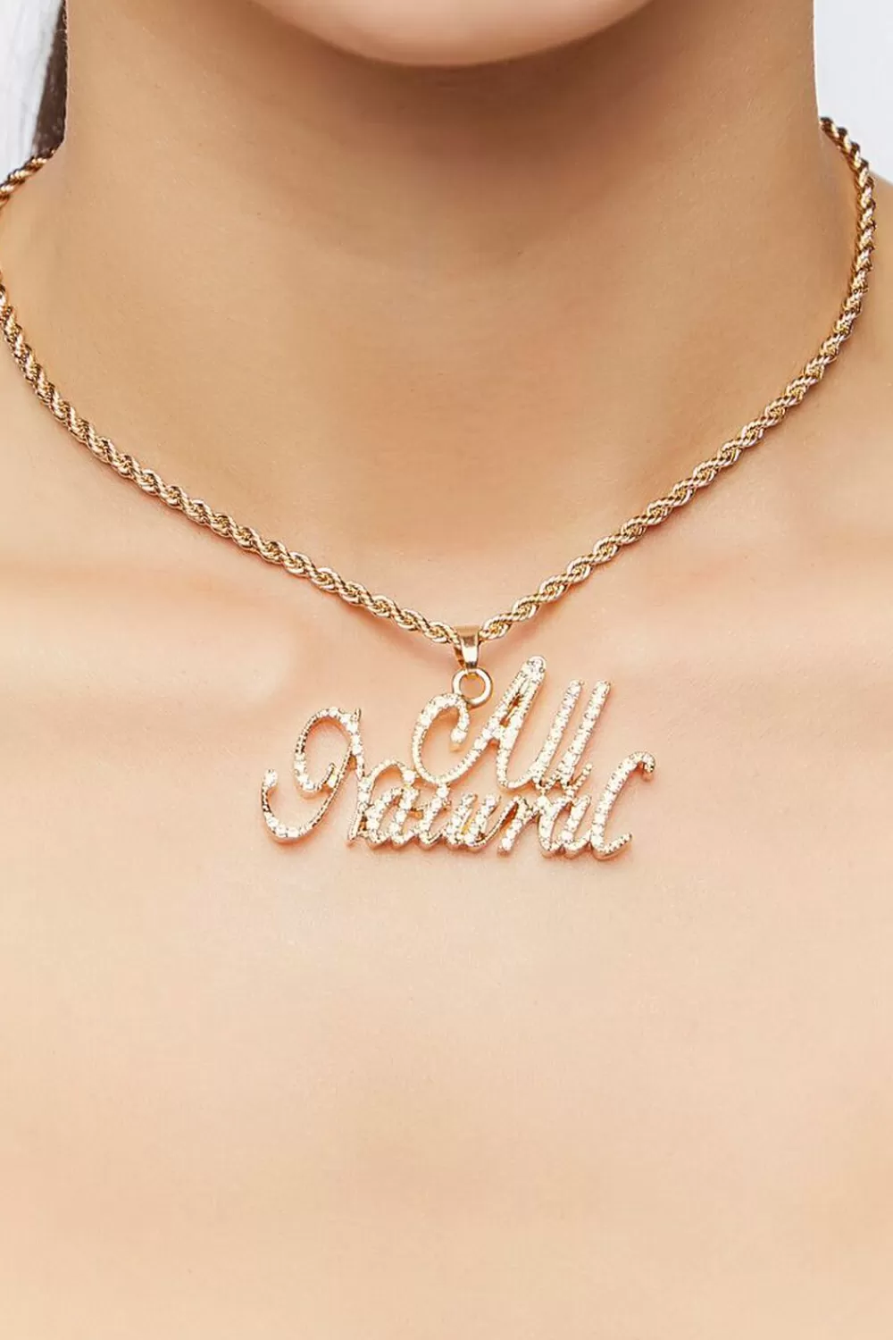 Necklaces>Forever 21 All Natural Rhinestone Necklace Gold/Clear