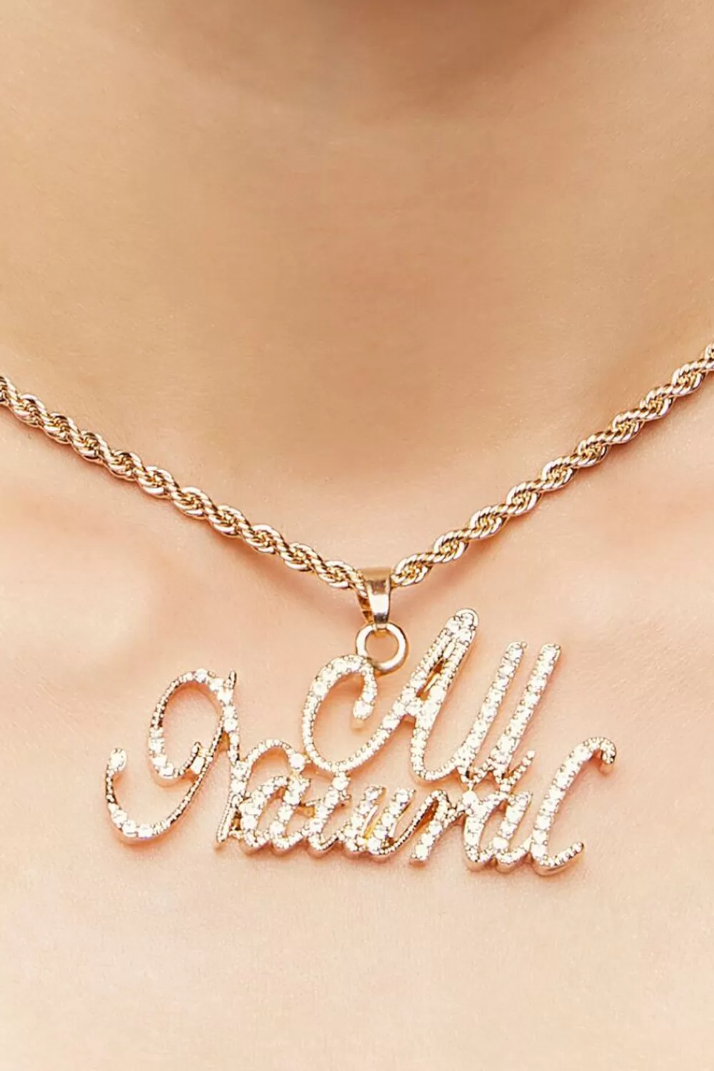 Necklaces>Forever 21 All Natural Rhinestone Necklace Gold/Clear
