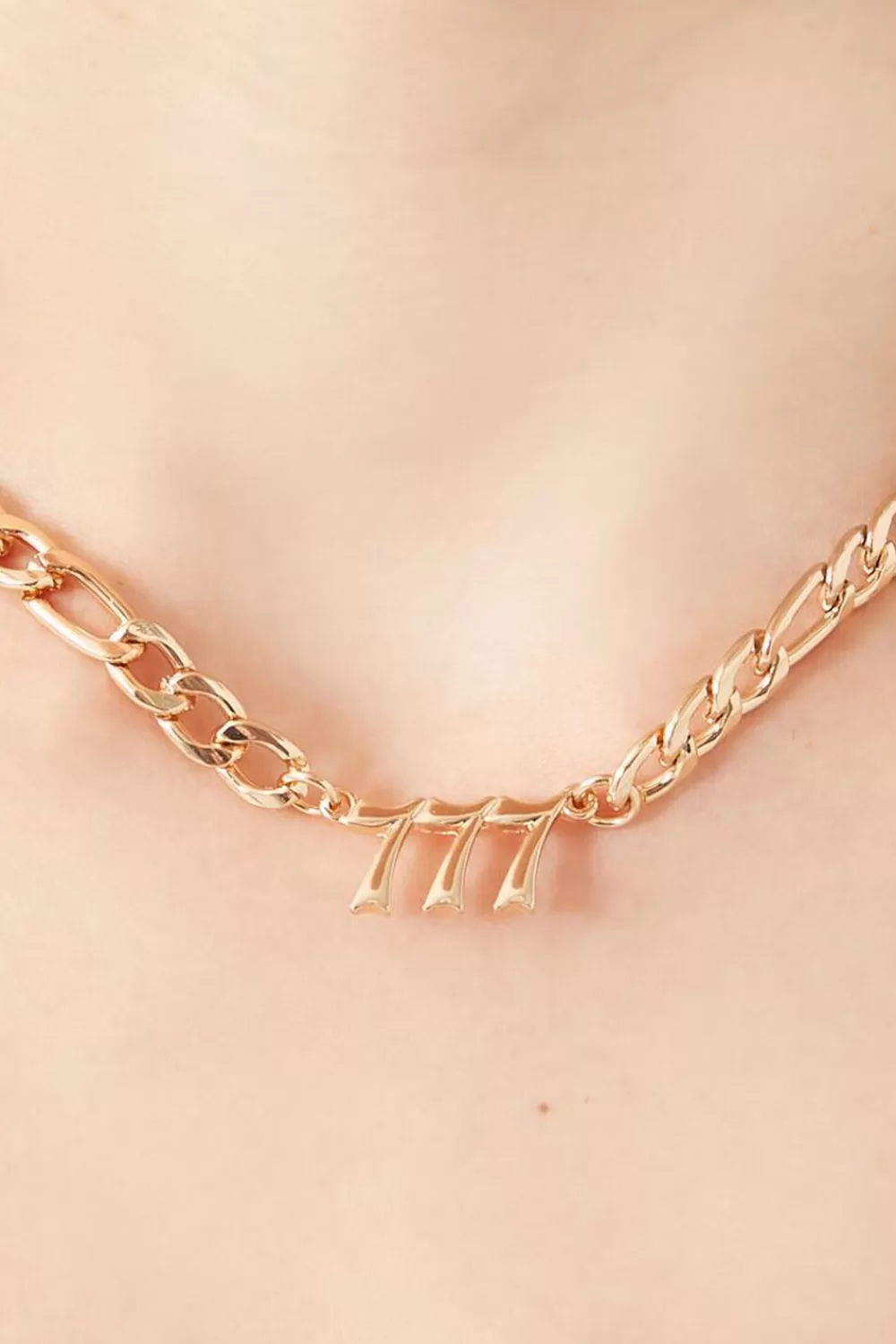 Necklaces>Forever 21 Angel Number 777 Necklace Gold