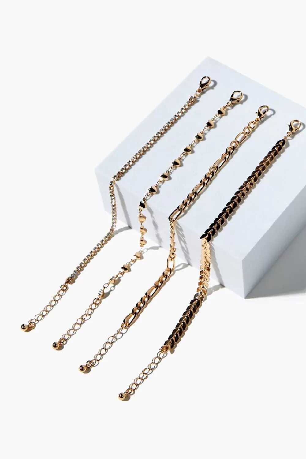 Bracelets>Forever 21 Assorted Chain Bracelet Set Gold