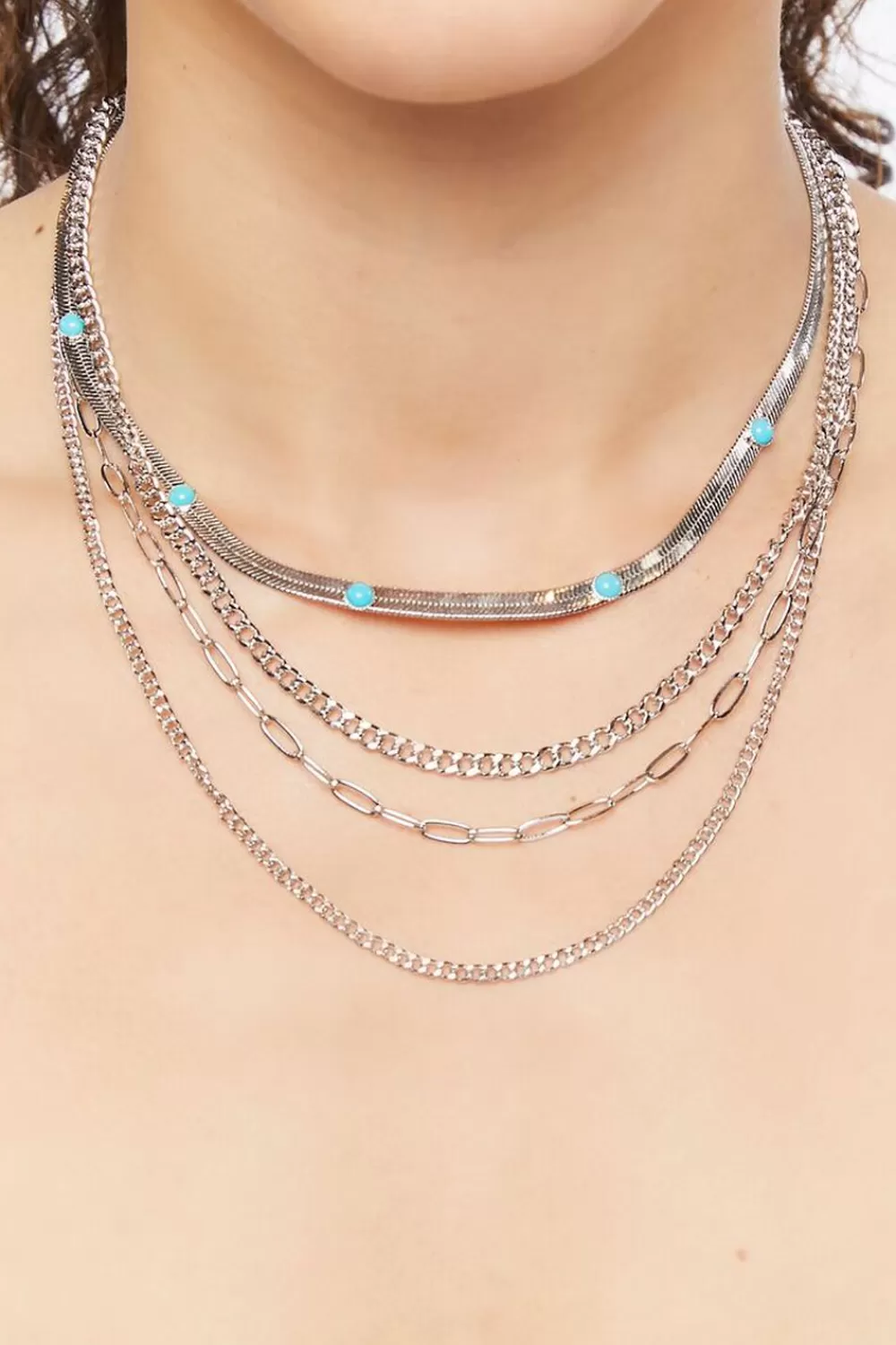Necklaces>Forever 21 Assorted Chain Necklace Set Silver