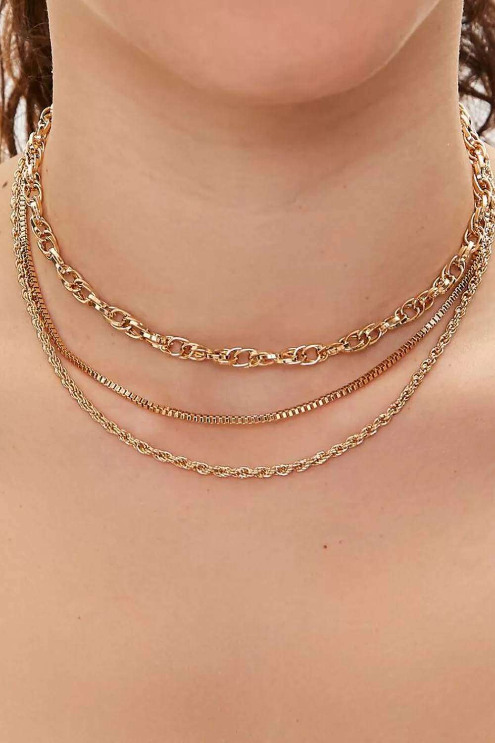 Necklaces>Forever 21 Assorted Chain Necklace Set Gold