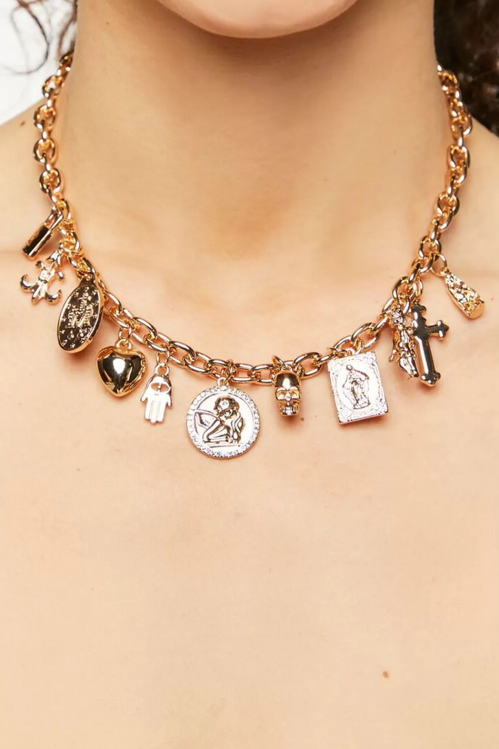 Necklaces>Forever 21 Assorted Charm Necklace Gold