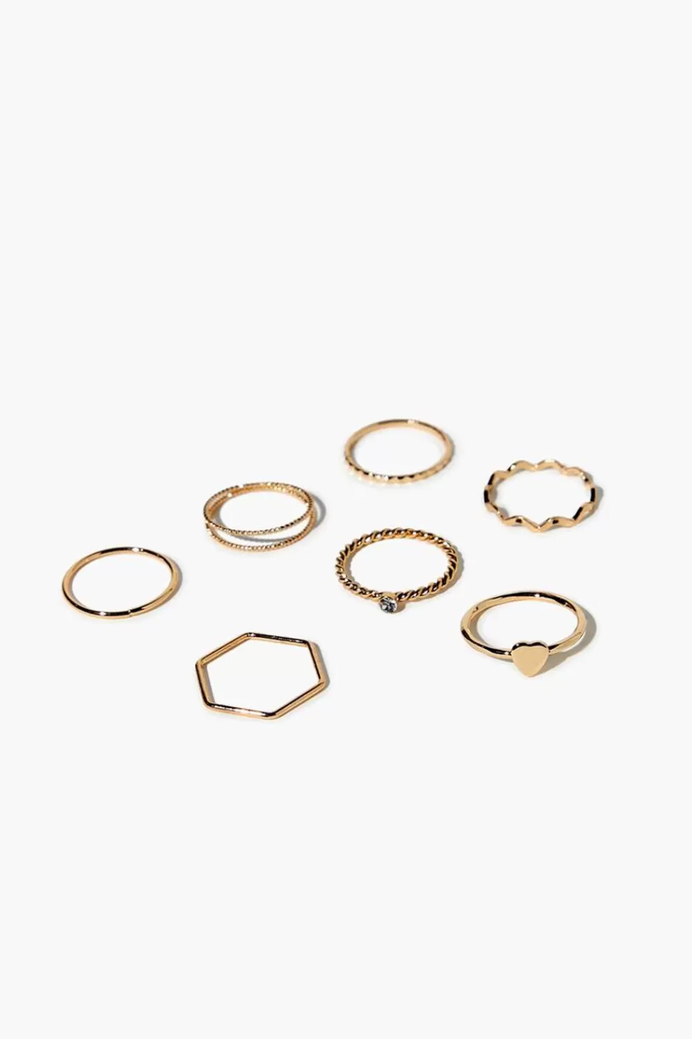 Rings>Forever 21 Assorted Faux Gem Ring Set Gold