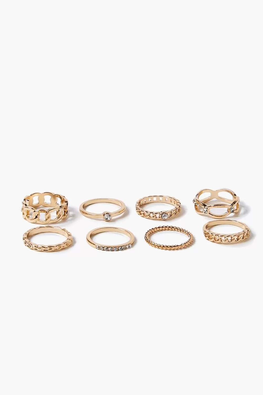 Rings>Forever 21 Assorted Faux Gem Ring Set Gold/Clear