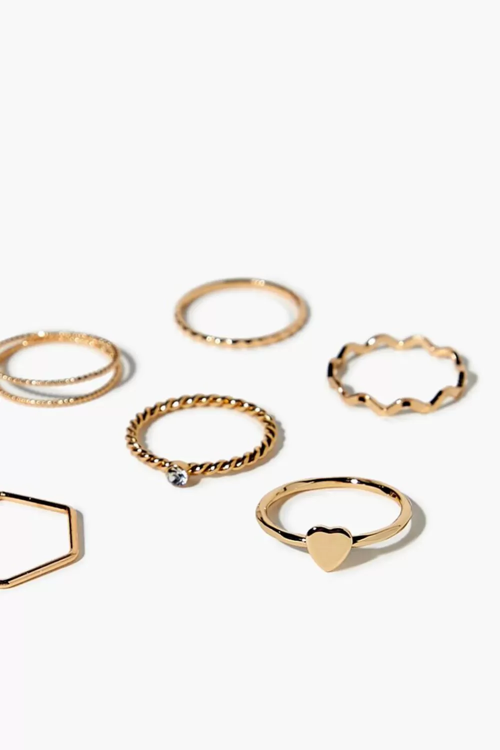 Rings>Forever 21 Assorted Faux Gem Ring Set Gold