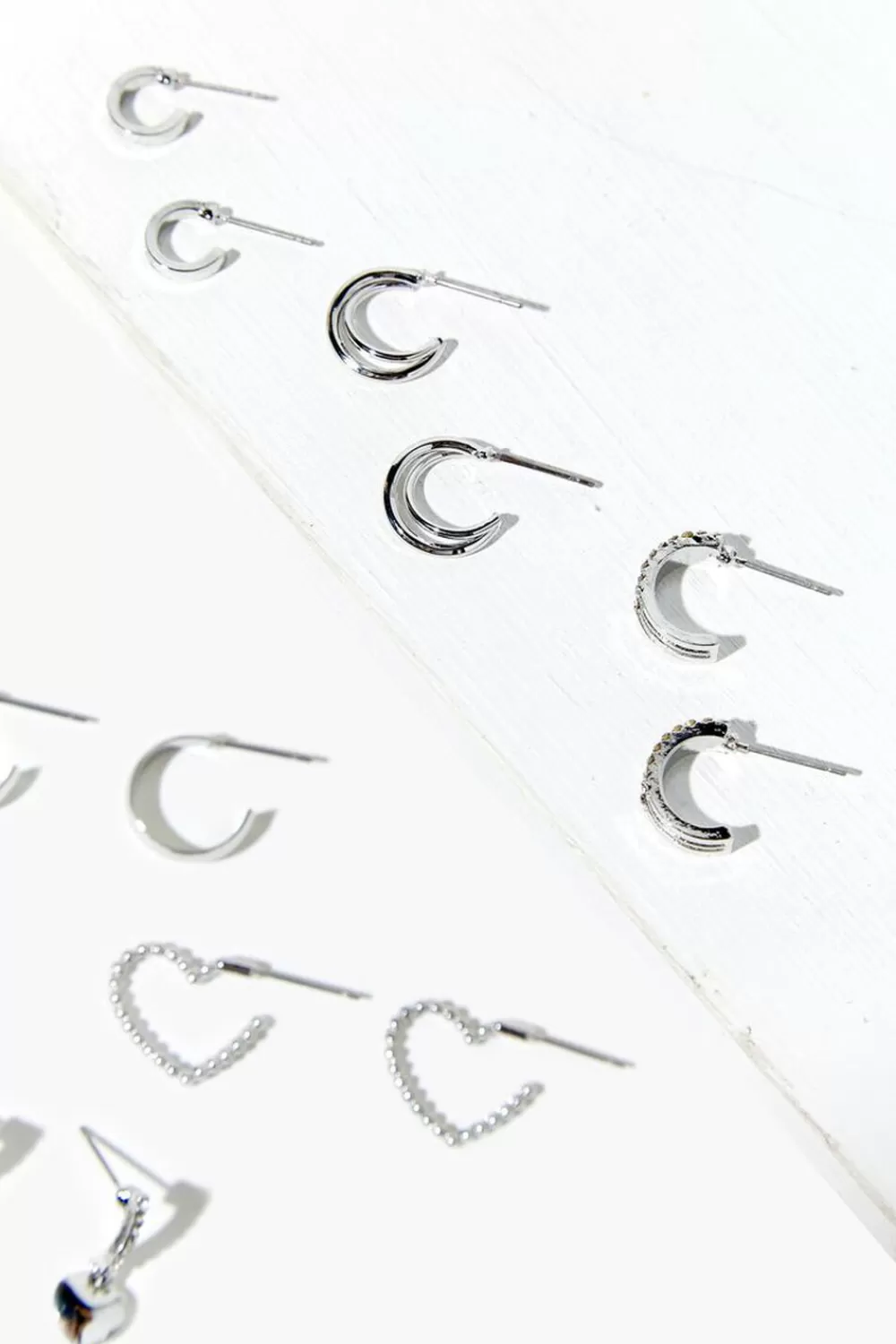 Earrings>Forever 21 Assorted Heart Hoop Earring Set Silver