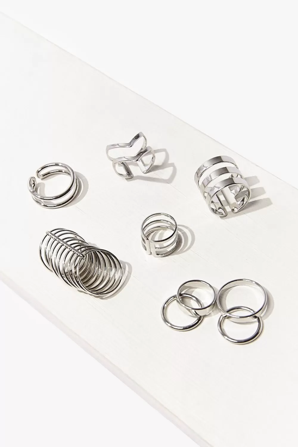 Rings>Forever 21 Assorted High-Polish Ring Set Silver