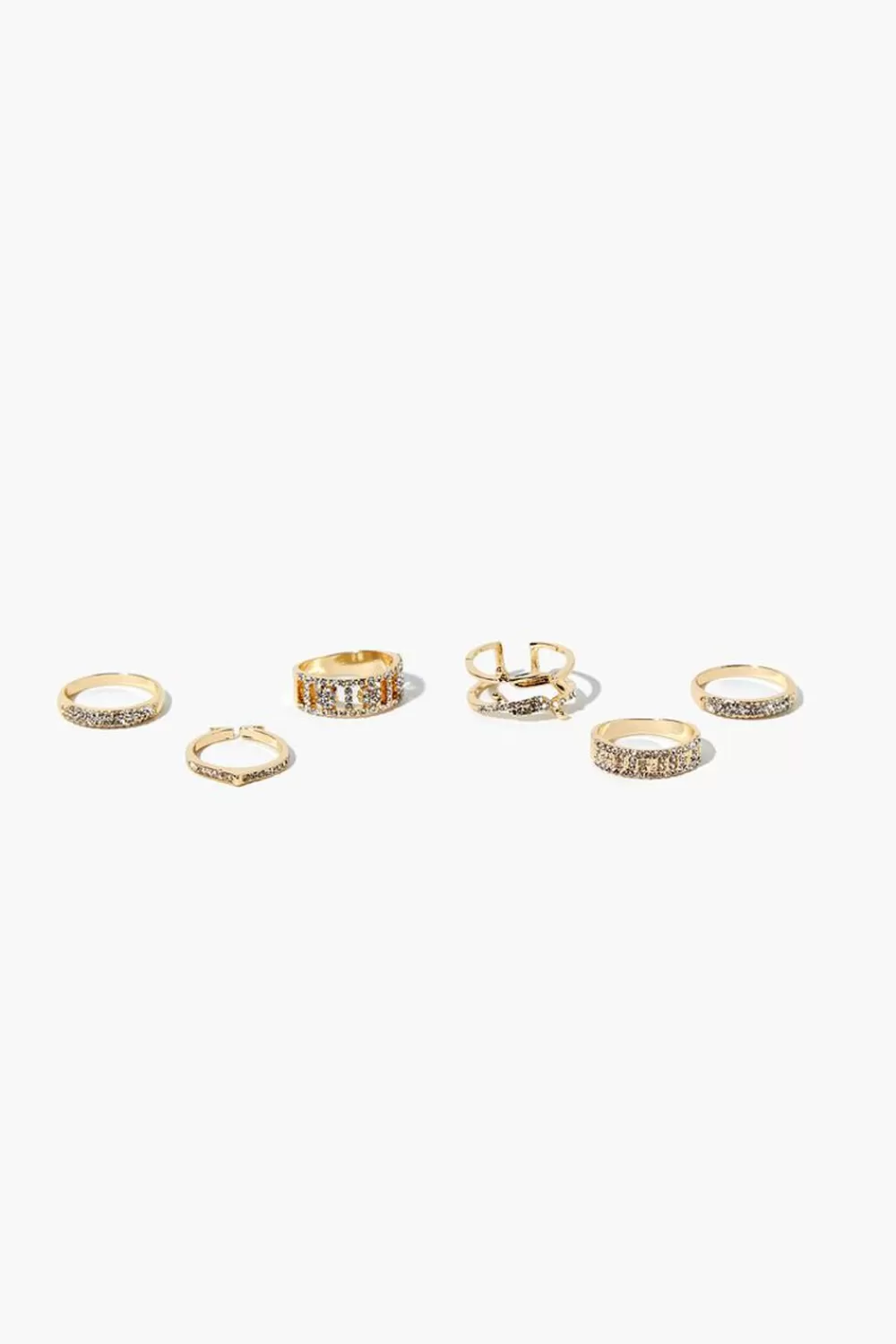 Rings>Forever 21 Assorted Rhinestone Ring Set Clear/Gold