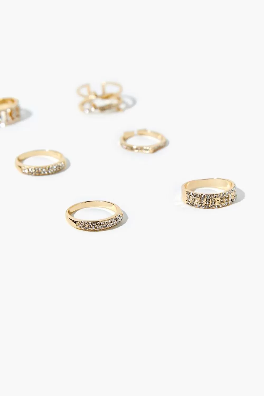 Rings>Forever 21 Assorted Rhinestone Ring Set Clear/Gold