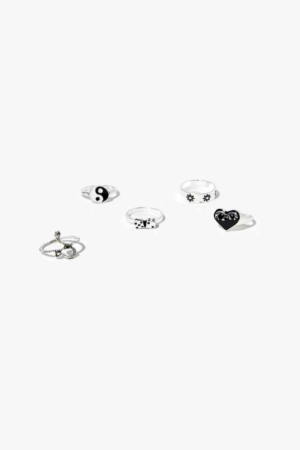Rings>Forever 21 Assorted Ring Set Black/Silver