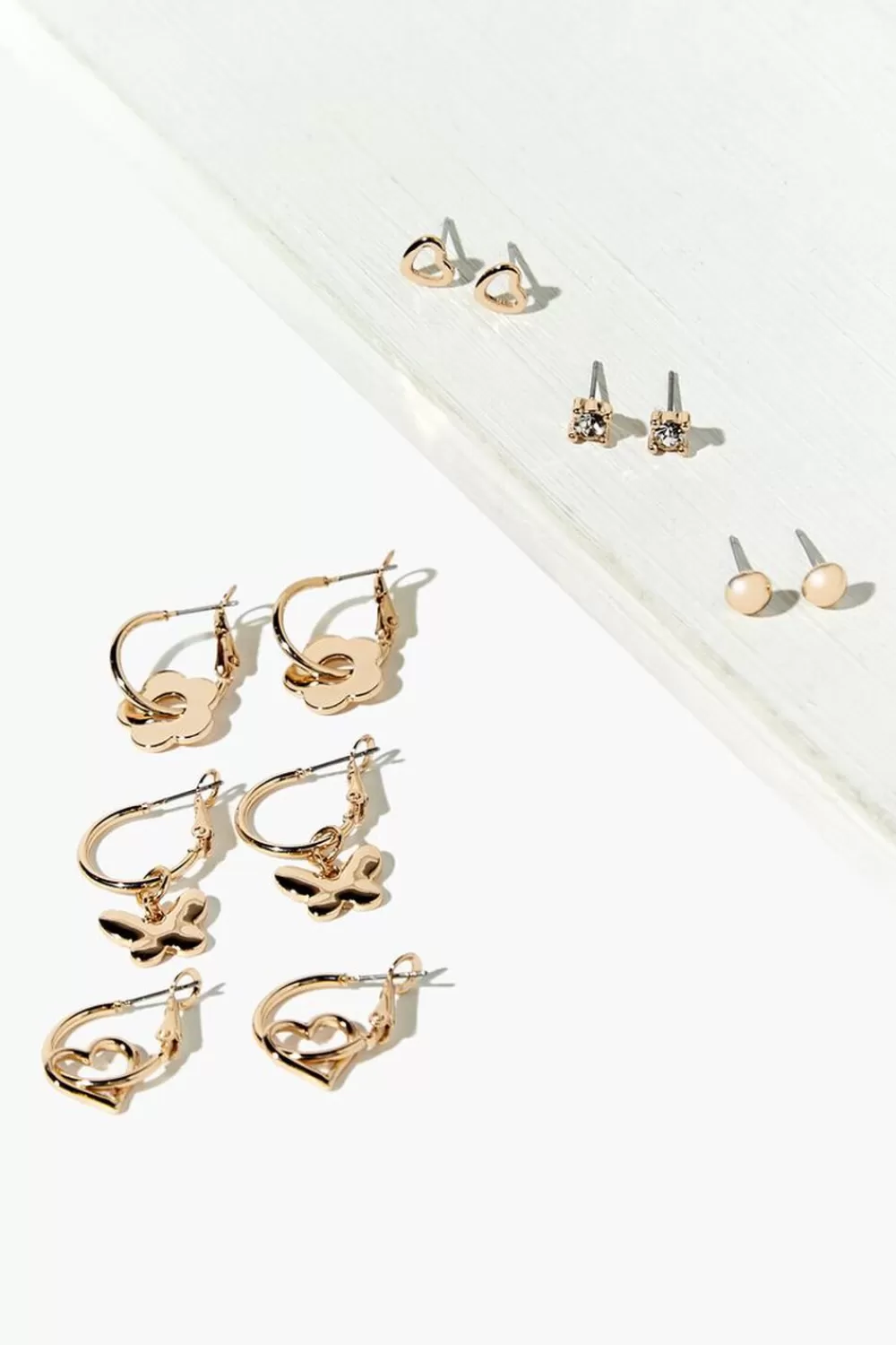 Earrings>Forever 21 Assorted Stud & Hoop Earring Set Gold