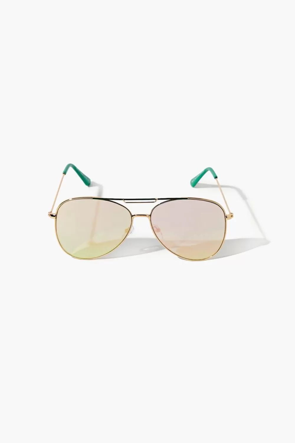 Sunglasses + Readers>Forever 21 Aviator Frame Sunglasses Rose Gold/Multi
