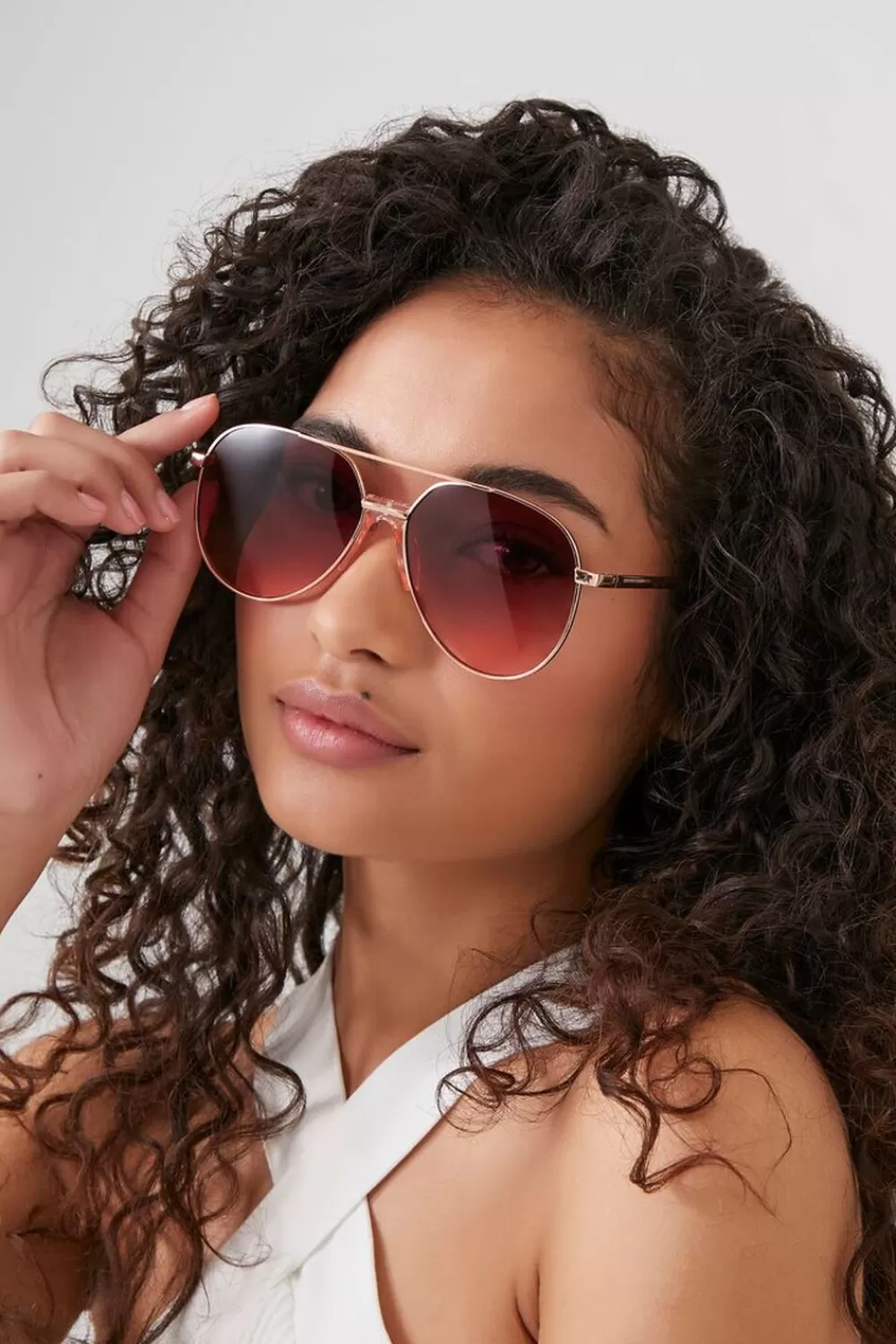 Sunglasses + Readers>Forever 21 Aviator Frame Sunglasses Rose Gold/Blush