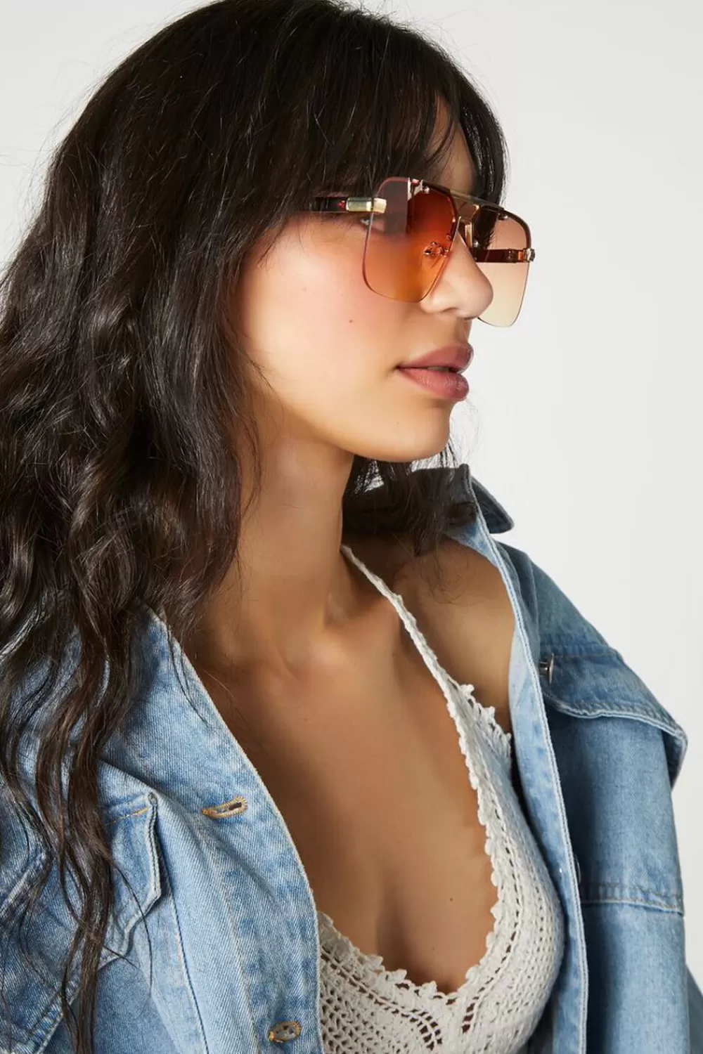 Sunglasses + Readers>Forever 21 Aviator Frame Sunglasses Gold/Orange