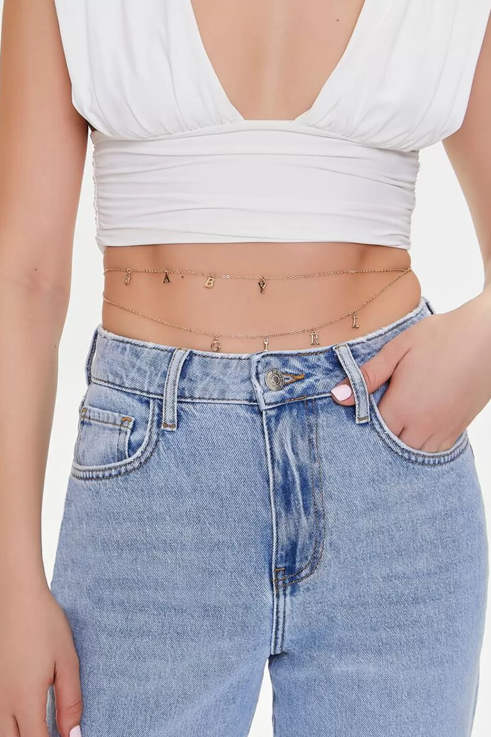 Body Jewelry>Forever 21 Baby Girl Charm Layered Belly Chain Gold