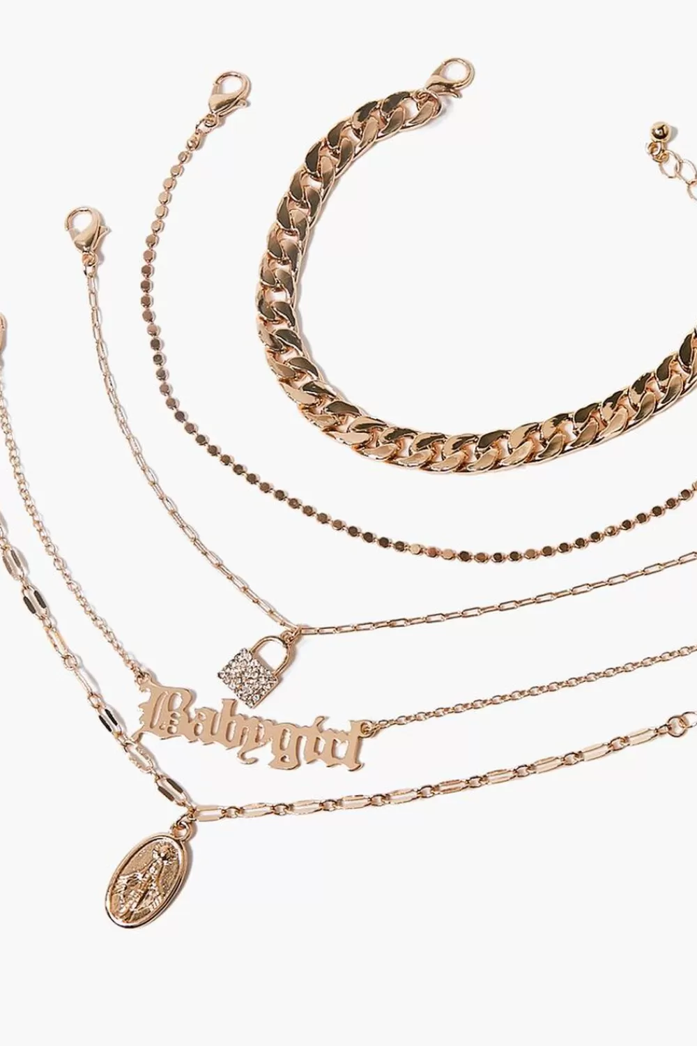 Bracelets>Forever 21 Babygirl Pendant Bracelet Set Gold