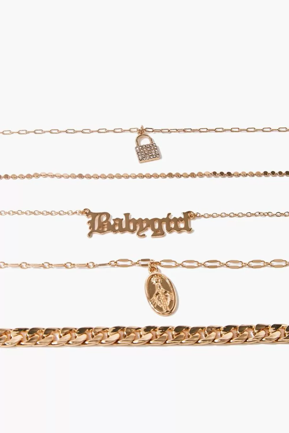 Bracelets>Forever 21 Babygirl Pendant Bracelet Set Gold