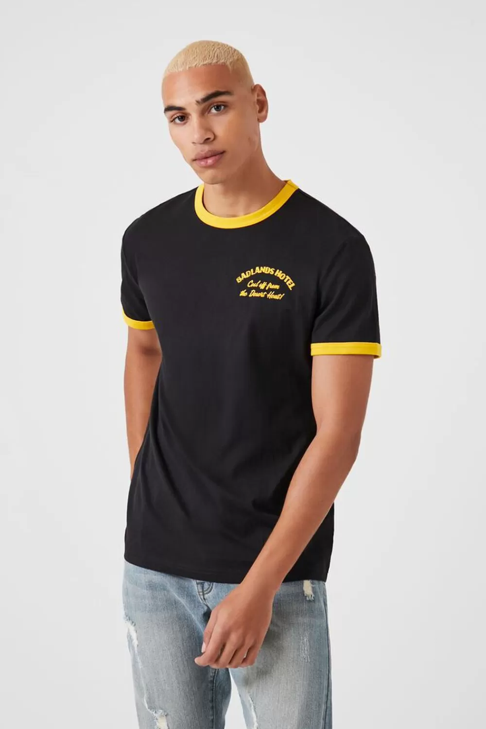 Graphic Tees>Forever 21 Badlands Hotel Ringer Tee Black/Multi