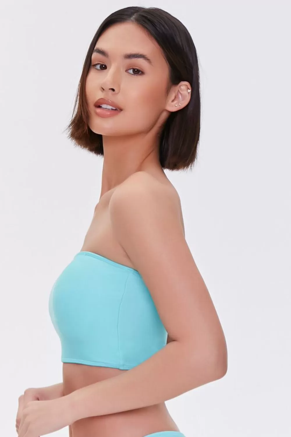 Swimwear>Forever 21 Bandeau Bikini Top Aqua