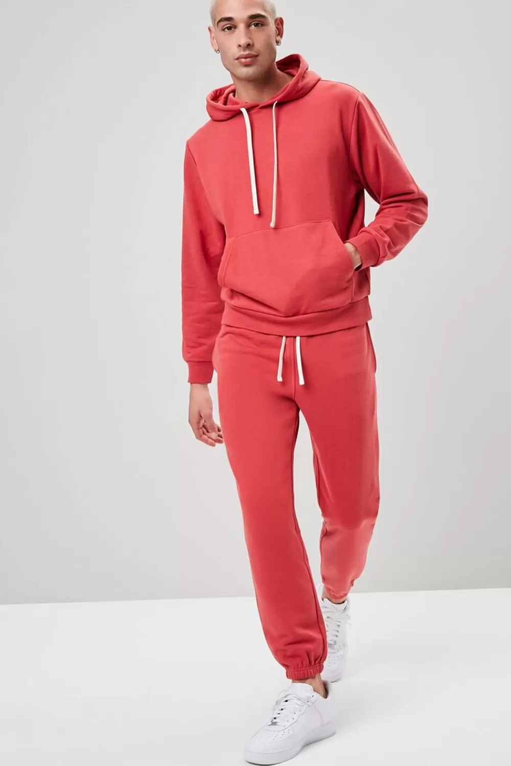 Bottoms>Forever 21 Basic Drawstring Joggers Red