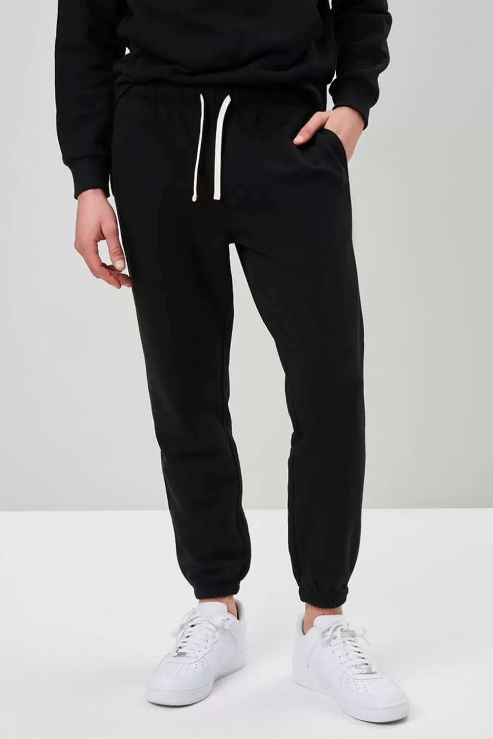 Bottoms>Forever 21 Basic Drawstring Joggers Black
