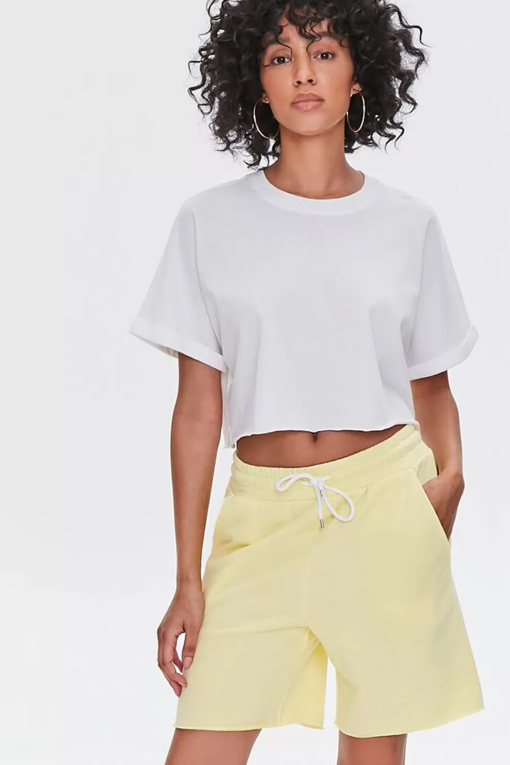 Matching Sets>Forever 21 Basic French Terry Sweatshorts Yellow