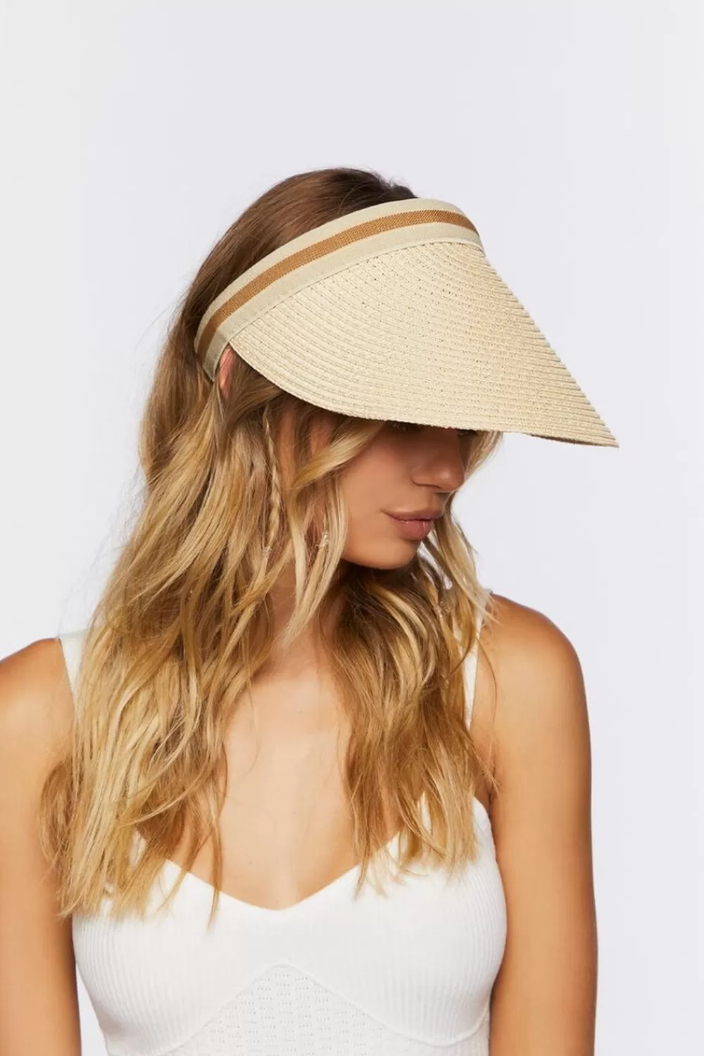 Hats + Beanies>Forever 21 Basketwoven Sun Visor Tan
