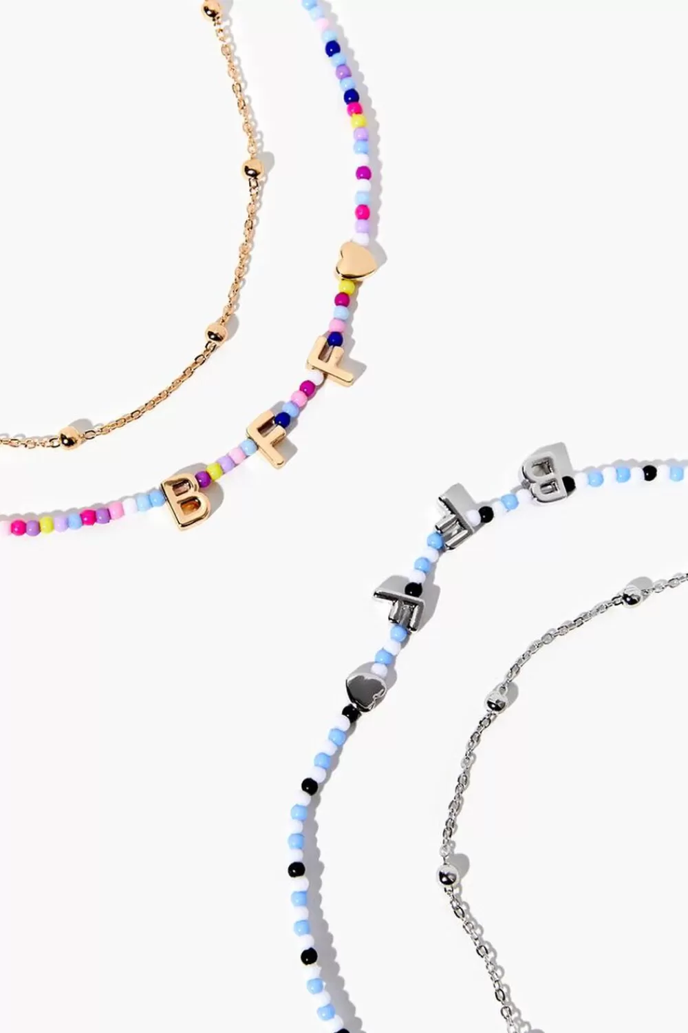 Necklaces>Forever 21 Beaded Bff Necklace Set Gold/Multi