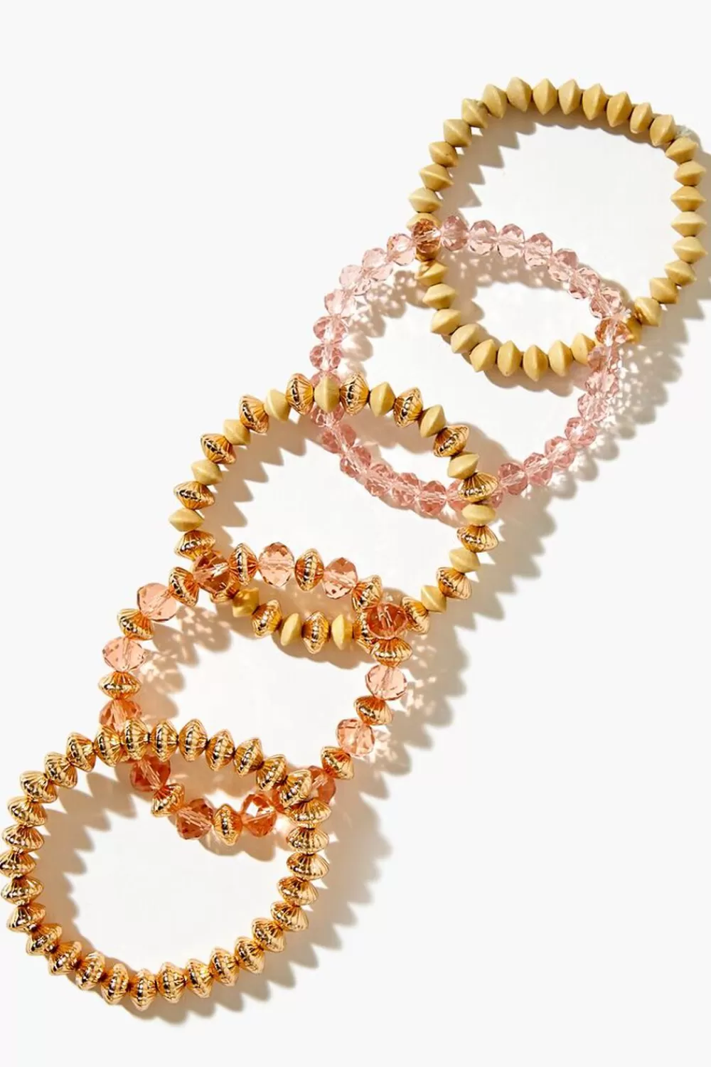 Bracelets>Forever 21 Beaded Bracelet Set Gold/Tan