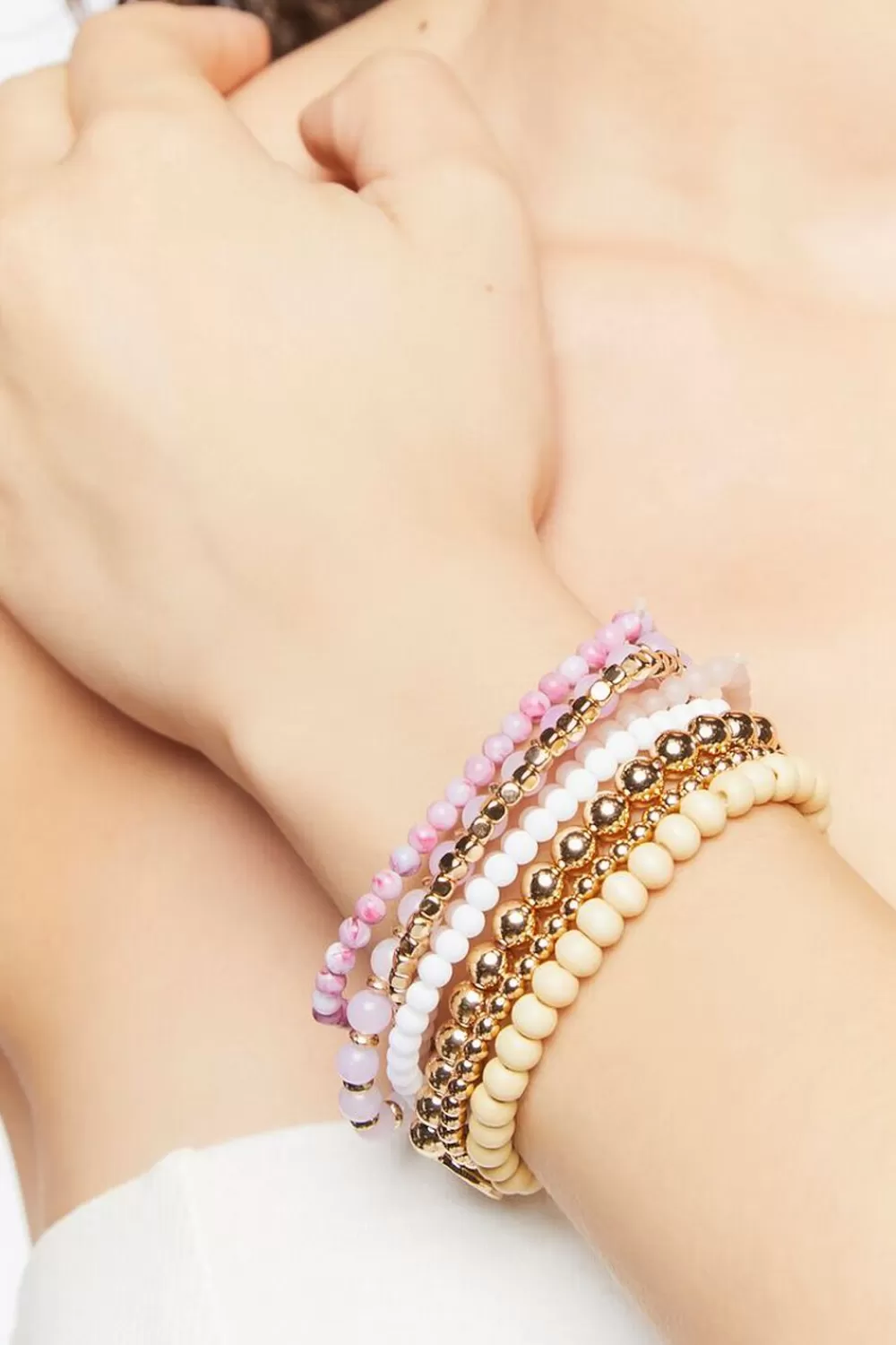 Bracelets>Forever 21 Beaded Bracelet Set Purple/Gold