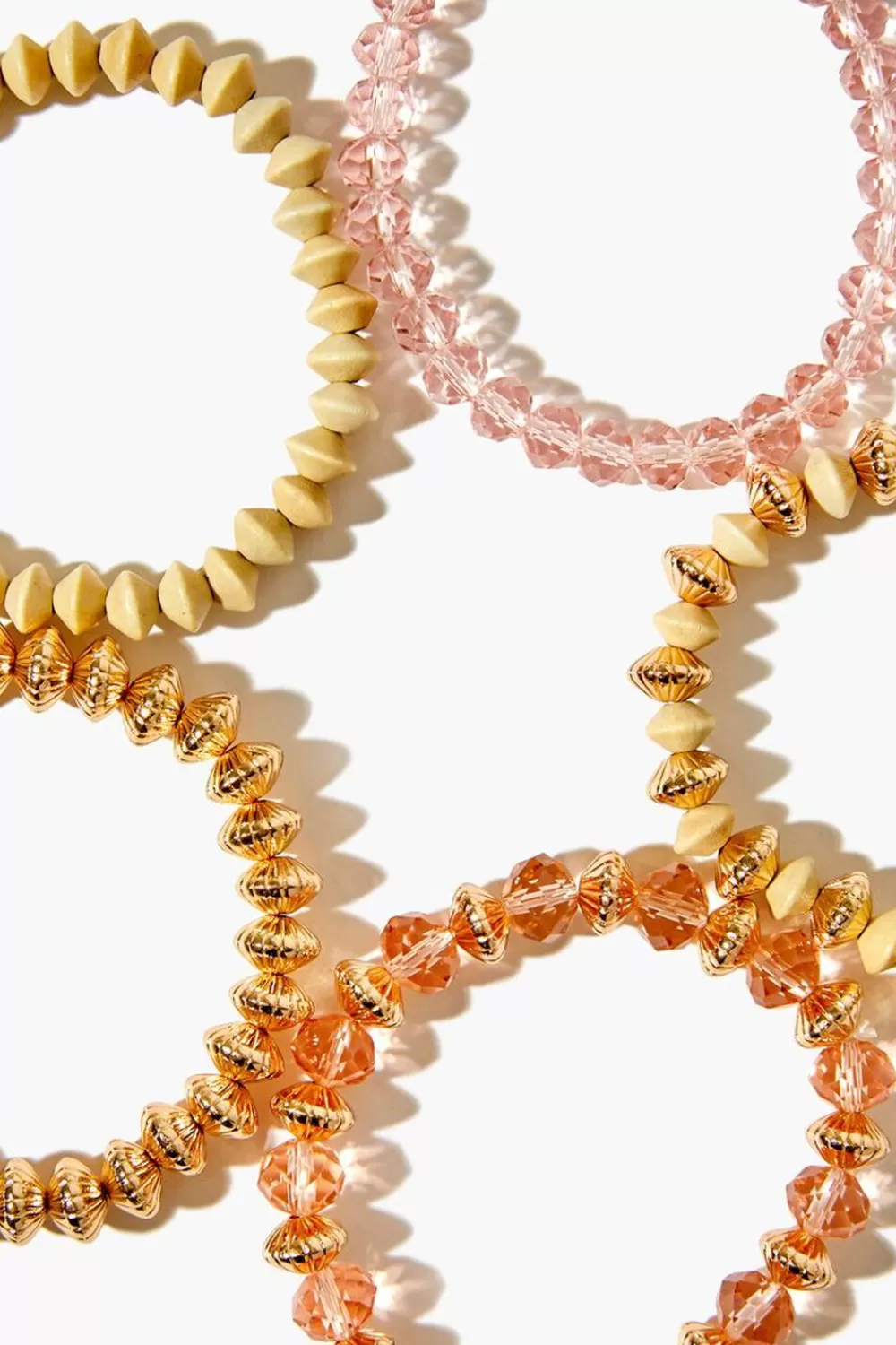 Bracelets>Forever 21 Beaded Bracelet Set Gold/Tan