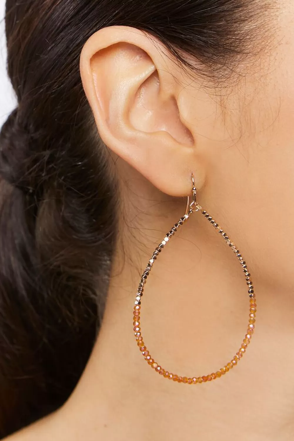 Earrings>Forever 21 Beaded Drop Earrings Gold/Brown