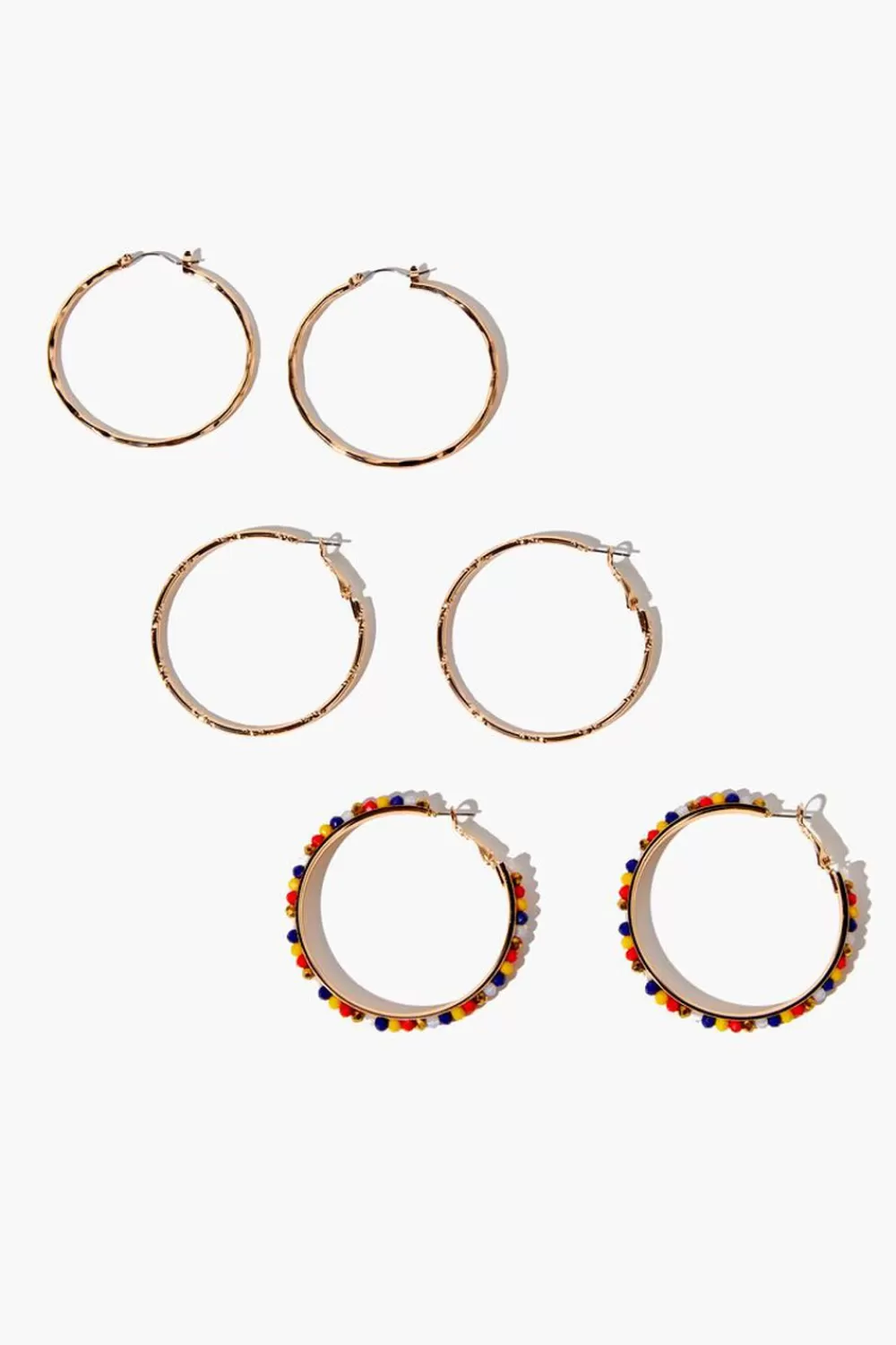 Earrings>Forever 21 Beaded Hoop Earring Set Gold/Multi
