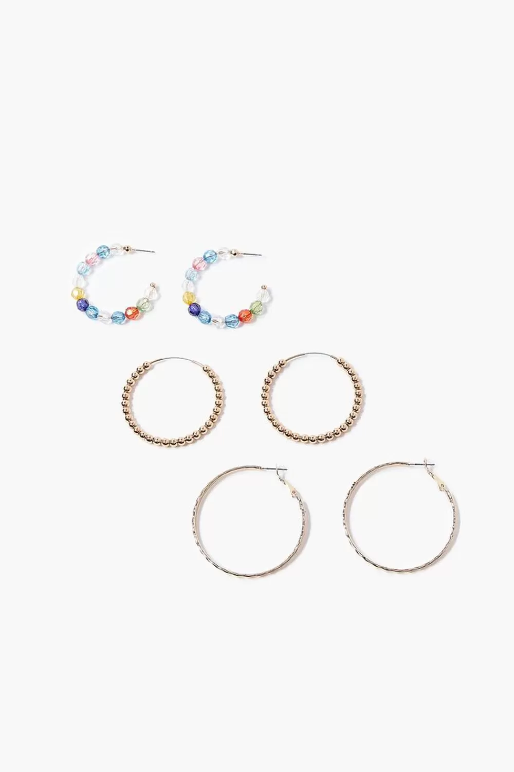 Earrings>Forever 21 Beaded Hoop Earring Set Gold/Multi