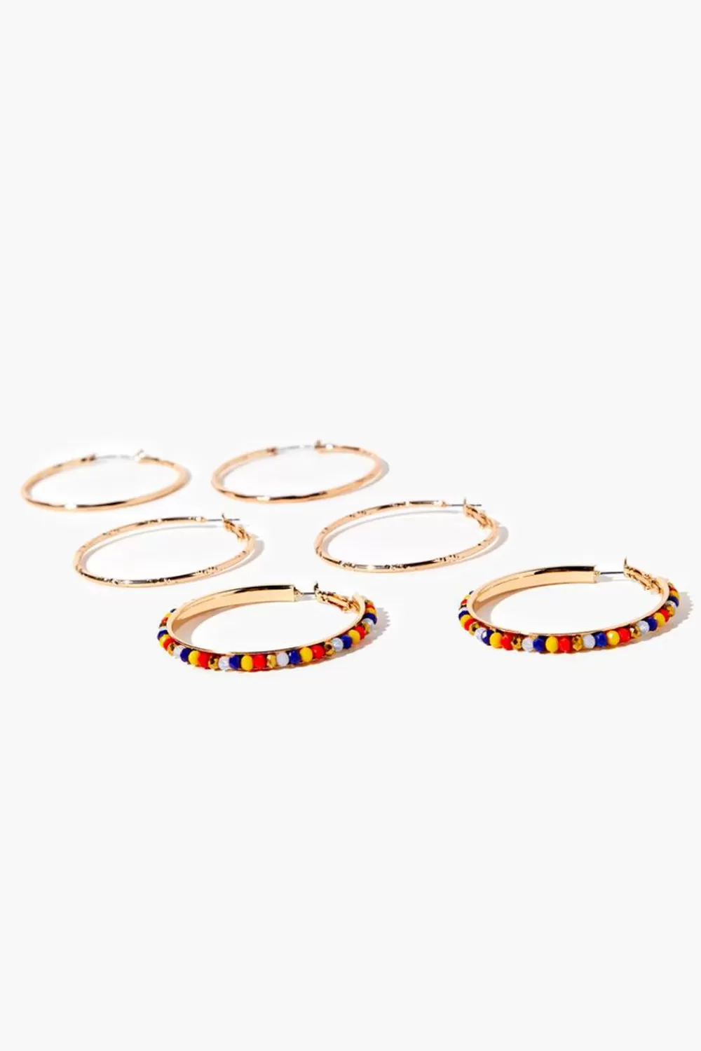 Earrings>Forever 21 Beaded Hoop Earring Set Gold/Multi