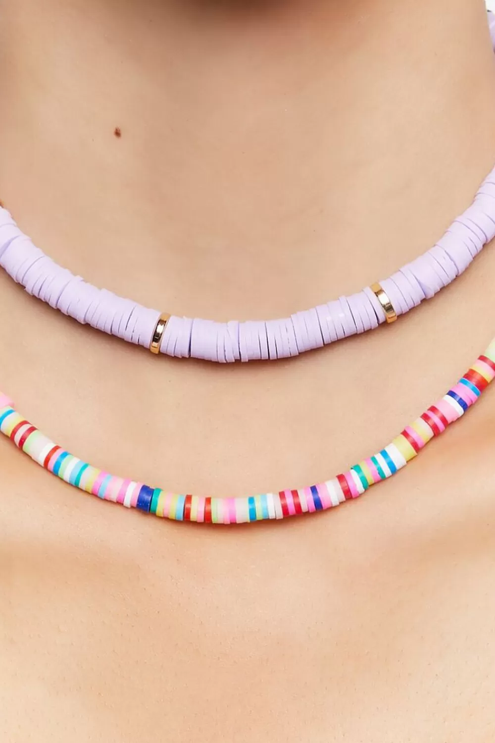 Necklaces>Forever 21 Beaded Layered Necklace Set Purple/Multi