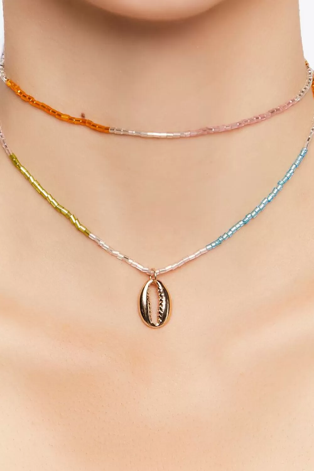 Necklaces>Forever 21 Beaded Shell Necklace Set Blue/Yellow