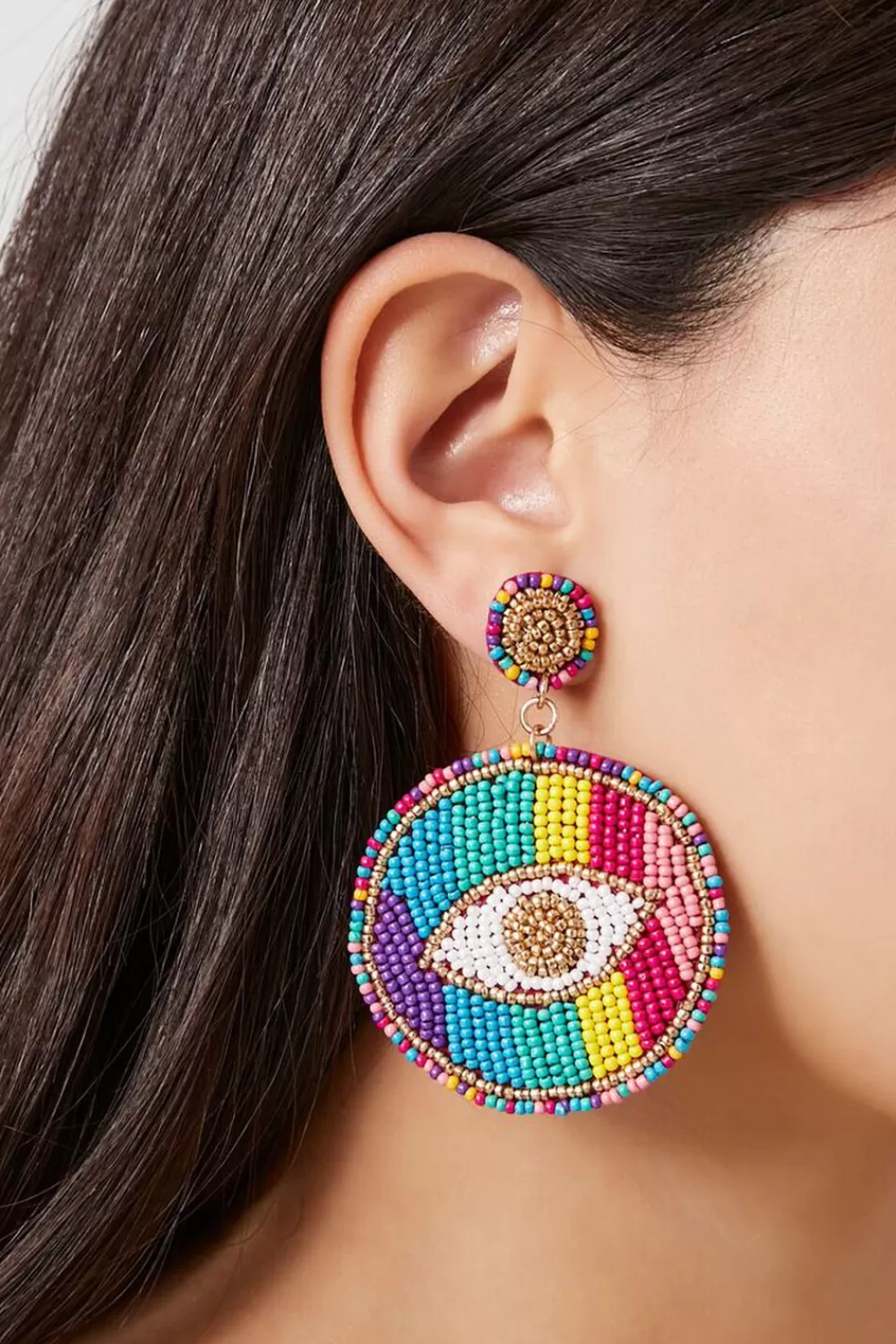 Earrings>Forever 21 Beaded Statement Drop Earrings Pink/Multi